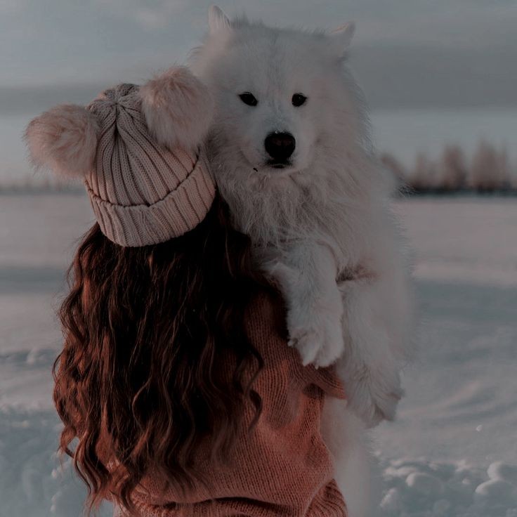 عکس سگ با دختر تو برف برای پروفایل