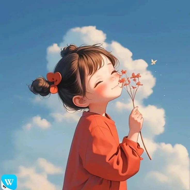 عکس پروفایل دخترونه کارتونی با بکگراند آسمون