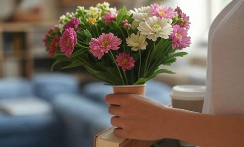 عکس دست دختر با گل برای پروفایل