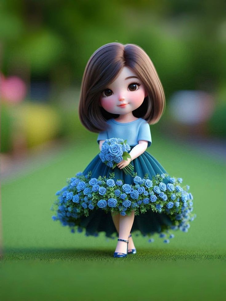 عکس پروفایل دخترونه عروسکی با لباس آبی