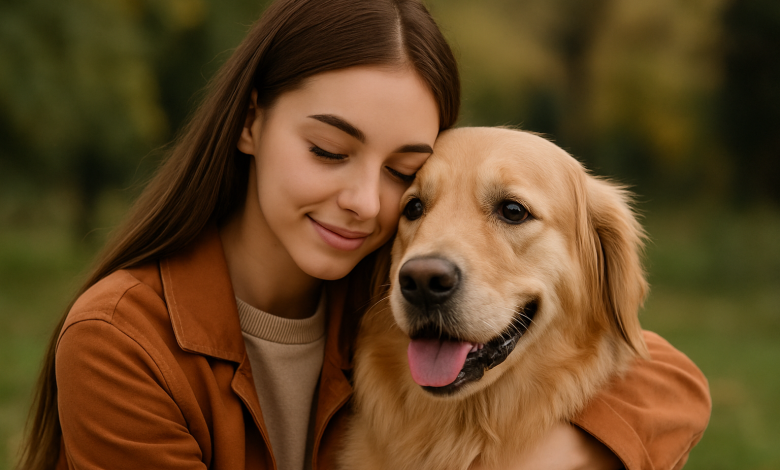 عکس سگ با دختر برای پروفایل