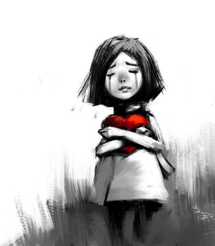 پروفایل نقاشی عکس قلب شکسته دختر